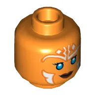 Minifig Head Ahsoka Tano, Blue Eyes and White Lines Smirk / Angry Print