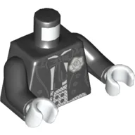 Torso Jacket over Spotted Vest and Large Bow Print, Black Arms, White Hands