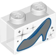 Brick 1 x 2 without Bottom Tube and Glass Slipper (Shoe) Print