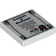 Tile 2 x 2 with 'Certificate of Graduation' and Red Ribbon on Scroll Print