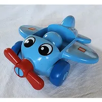 Primo Airplane, Red Propeller, Blue Wheels, with Eyes, Wing Logo Print
