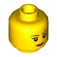 Minifig Head, Thin Eyebrows, Eyelashes, White Pupils and Peach Lips Smile Print