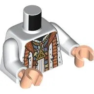 Torso, Robe, Dark Orange Collar, Sand Blue Panels, Gold Hallows Necklace print, White Arms, Light Nougat Hands