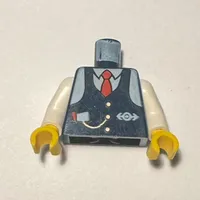 Torso Vest with Train Logo, Tie, Watch Fob Print (Conductor Charlie), White Arms, Yellow Hands