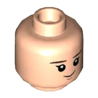 Minifig Head, Reddish Brown Eyebrows, Slight Smile / Scared Print