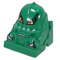 Racer Driver Head, Brick Special 2 x 2 Round, Yellow Eyes, White Teeth print (Snake)