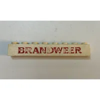 Brick 1 x 8 without Bottom Tubes with Cross Side Supports with 'BRANDWEER' Bold Red Print