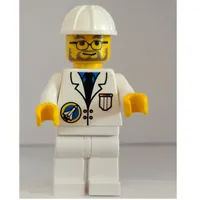 Space Port Ground Grew, White Jacket, White Legs, White Hard Hat, Beard and Glasses