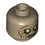 Minifig Head Night Trooper, Dark Brows Markings, Lime Eyes, Reddish Brown Teeth, Grin