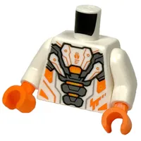 Torso Armor, Silver Panels, Orange Markings print, White Arms, Orange Hands