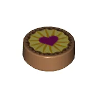 Tile Round 1 x 1 with Cookie/Pie with Heart print