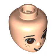 Minidoll Head Reddish Brown Eyes, Freckles, Open Mouth