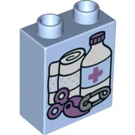 Duplo Brick 1 x 2 x 2 with Medical Supplies Print