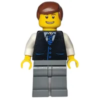 Man - Black Vest, Dark Bluish Gray Legs, Reddish Brown Hair