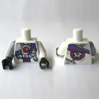 Torso, Odd Arms, Robe, Tattered, Red Dot, Metal Plates and Tubes, Purple Sash Print, Left White Arm, Right Flat Silver Arm, Black Hands