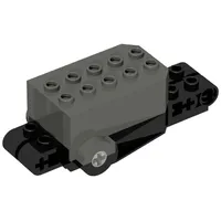 Pullback Motor 9 x 4 x 2 1/3 with Black Base, White Axle Holes, Studs on Front Top Surface