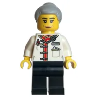 Waiter, White Torso, Black Legs, Light Bluish Grey Hair