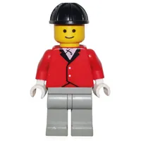 Man, Red Riding Jacket, Light Gray Legs, Black Hard Hat (3626a head)