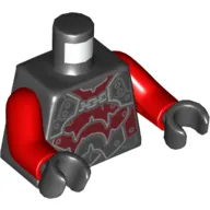 Torso Armor with Dark Red Plates, and Chain Print, Red Arms, Black Hands