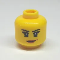 Minifig Head Nya, Lopsided Grin with Pink Lips / Mechanical Goggles and Headset Print