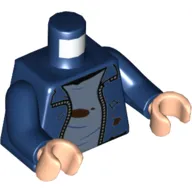 Torso Jacket, Open over Dirty and Tattered Undershirt Print, Dark Blue Arms, Light Nougat Hands