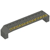 Brick Arch 2 x 14 x 2 1/3 with Black and Yellow Stripes on Top Print