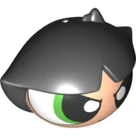 Minifig Head Special, Powerpuff Girl with Green Eyes and Short Hair (Buttercup)