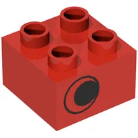 Duplo Brick 2 x 2 with Eye without White Print, on One Side, Offset Left