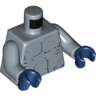 Torso Muscles Outline and Cracks Print, Sand Blue Arms, Dark Blue Hands