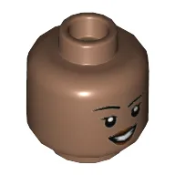 Minifig Head Ironheart, Eyelashes, Dark Red Lips, Open Mouth Smile / Annoyed print