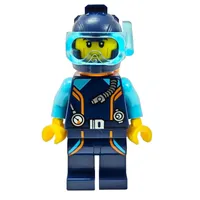 Ocean Explorer Diver, Man, Dark Blue Wetsuit and Helmet