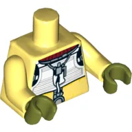 Torso Flight Suit with Red Collar and Printed Back Print (Trandoshan), Bright Light Yellow Arms, Olive Green Hands