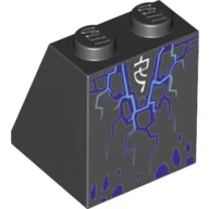 Slope 65° 2 x 2 x 2 with Bottom Tube and Dark Purple and Bright Light Blue Rock/Lightning and White Symbol Print