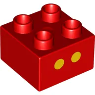 Duplo Brick 2 x 2 with 2 Yellow Dots Print