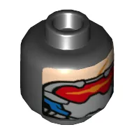 Minifig Head Soldier: 76, Grey Mask, Red Visor Print [Hollow Stud]