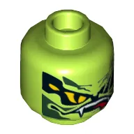 Minifig Head Lasha, Yellow Snake Eyes and Mouth with Fangs and Teeth Print [Hollow Stud]