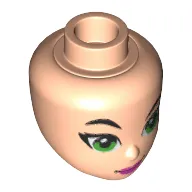 Minidoll Head with Right Raised Eyebrow, Green Eyes and Dark Pink Lips Print (Poison Ivy)