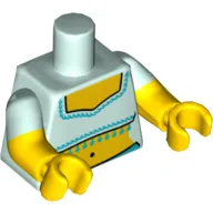 Torso, Dual Molded Arms, Fringed Crop Top Print, Light Aqua Sleeves Pattern, Yellow Arms and Hands