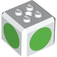 Brick Special Cube with 2 x 2 Studs on Top, and Bright Green Circles Print
