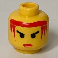 Minifig Head Princess Storm, Red Lips and Red Hair, Angry Black Eyebrows Print