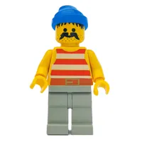 Pirate - Red Stripes, Light Gray Legs, Blue Bandana, 3626a