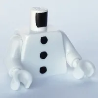 Torso, 3 Black Coals print (Snowman), White Arms and Hands