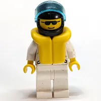 Racer, White Jacket with 2 Stars, Black Helmet with Visor, Sunglasses