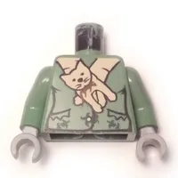 Torso Jacket with Cat Scarf Print (Professor Snape Boggart), Sand Green Arms, Light Bluish Gray Hands
