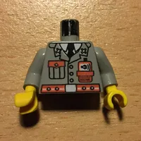 Torso Fire Jacket with Pocket and Orange Belt Print, Light Gray Arms, Yellow Hands