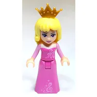 Aurora - Dark Pink Dress, Pearl Gold Crown