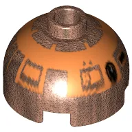 Brick Round 2 x 2 Dome Top, Blocked Open Stud, Bottom Axle Holder with Copper Astromech Droid Print (R4-G9)