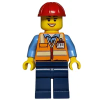 Construction Worker - Orange Torso, Dark Blue Legs, Red Helmet, Female