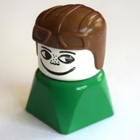 Duplo 2 x 2 x 2 Figure Brick Early, Aviator Hat Brown, Looking Left Print