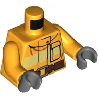 Torso Fire Suit with Stripe and Utility Belt Print, Bright Light Orange Arms, Dark Bluish Gray Hands